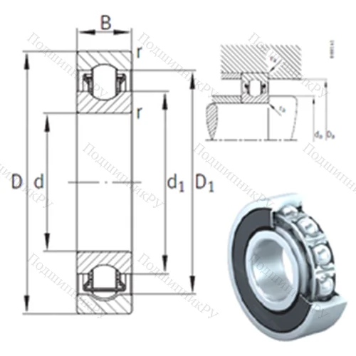 Подшипник с шариковыми роликами (ball roller) радиальный BXRE 005-2RSR