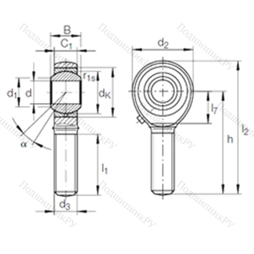 Подшипник скольжения сферический GAKL 14 PB