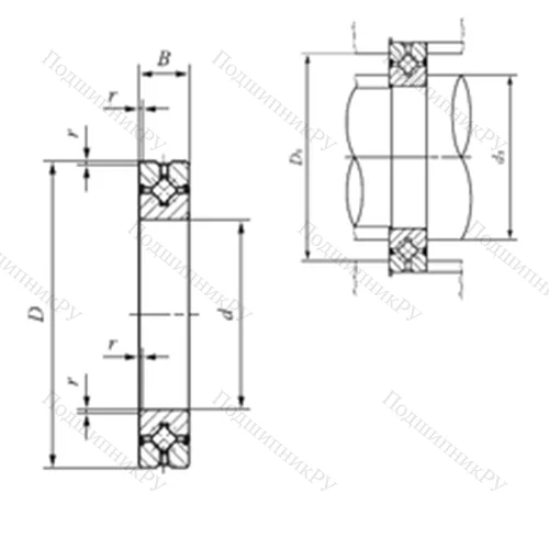 Подшипник роликовый упорно-радиальный с четырехточечным контактом CRBH 10020 A UU