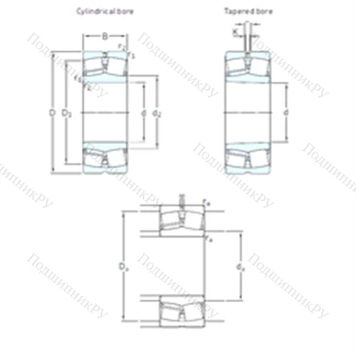 Подшипник роликовый радиальный самоцентрирующийся E 2.22212K от производителя  SKF
