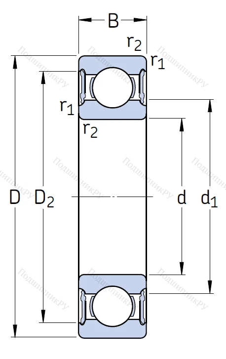 Однорядный шариковый подшипник 6309 2RS 1