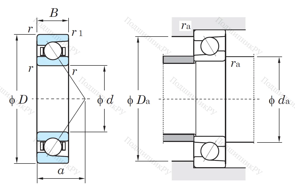 Однорядный шариковый подшипник 7308 B