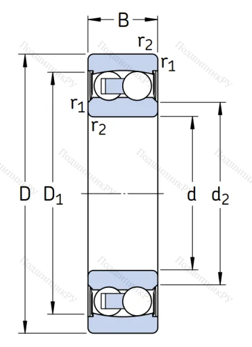 Двухрядный шариковый подшипник 2208 E-2RS 1TN 9 от производителя  SKF Двухрядный шариковый подшипник 2208 E-2RS 1TN 9 от производителя  SKF