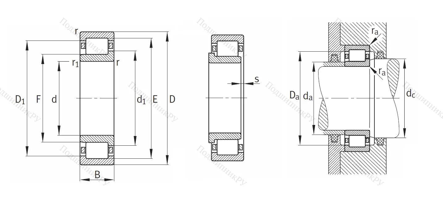 Роликовый цилиндрический подшипник NJ 208 ETVP 2