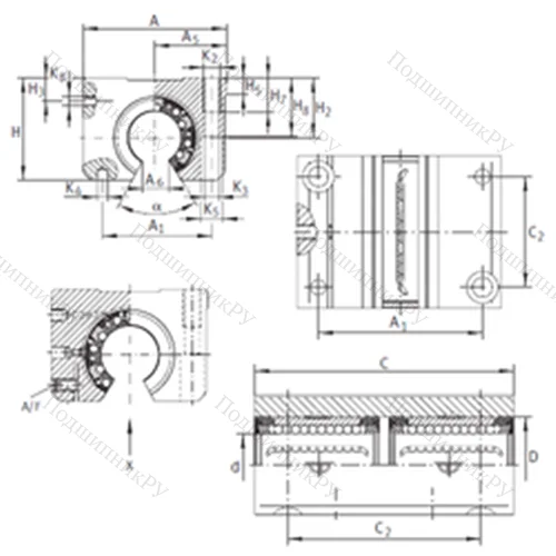 Подшипник шариковый линейный KTNOS 16 C-PP-AS