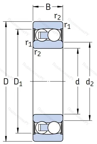 Двухрядный шариковый подшипник 2204 E 2RS 1TN 9 от производителя  SKF Двухрядный шариковый подшипник 2204 E 2RS 1TN 9 от производителя  SKF