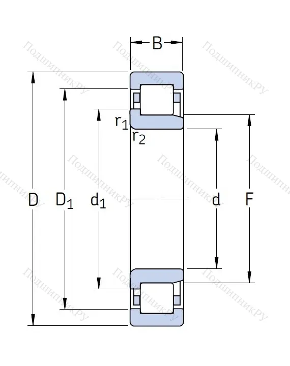 Роликовый цилиндрический подшипник NJ 220 ECJ