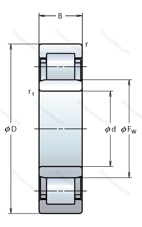 Роликовый цилиндрический подшипник NU 304 W