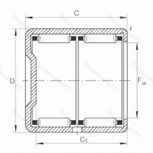 Подшипник роликовый игольчатый с одним наружным штампованным кольцом, закрытым с одной стороны BK 2538-ZW