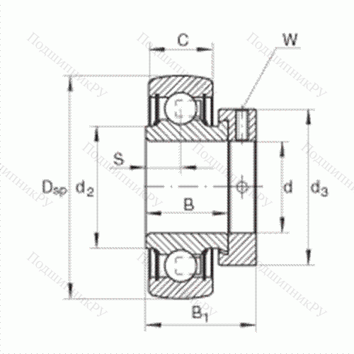 Подшипник шариковый закрепляемый RAE 50-NPP-B от производителя  INA Подшипник шариковый закрепляемый RAE 50-NPP-B от производителя  INA