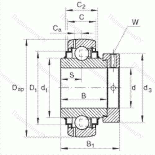 Подшипник шариковый закрепляемый GE 35-KRR-B от производителя  INA Подшипник шариковый закрепляемый GE 35-KRR-B от производителя  INA