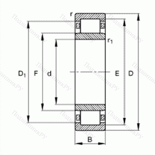 Подшипник роликовый радиальный NU 1022-M 1 от производителя  FAG Подшипник роликовый радиальный NU 1022-M 1 от производителя  FAG